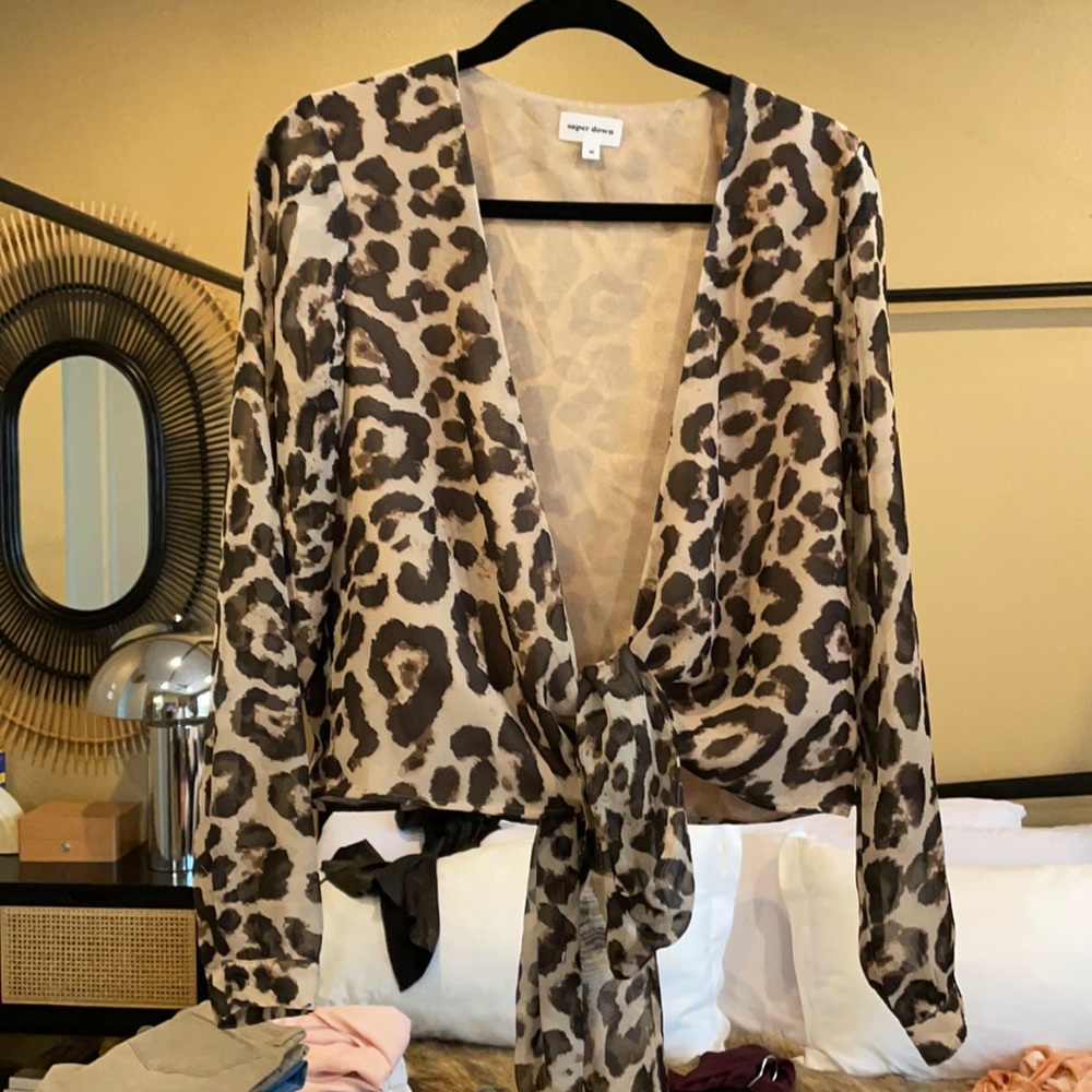 Cheetah Print Wrap Top
